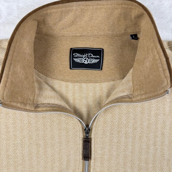 Straight Down 1/4 Zip Pullover Sweater Beige Men's Large Golf Fall Casual - Picture 2 of 7